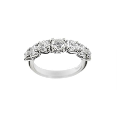Bague 50 Bague alliance demi-éternité 7 diamants en or blanc 18 ct 58 Facettes 22213