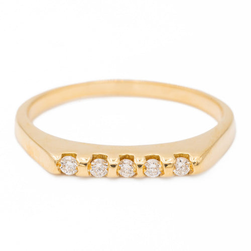 Bague 58.5 Bague demi-alliance en or jaune 18 carats sertie de diamants 58 Facettes 2225491CN