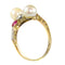 Bague 57 Bague Art déco vintage en or jaune 18 carats avec diamants, rubis et perles 58 Facettes 22298-0288
