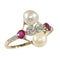 Bague 57 Bague Art déco vintage en or jaune 18 carats avec diamants, rubis et perles 58 Facettes 22298-0288