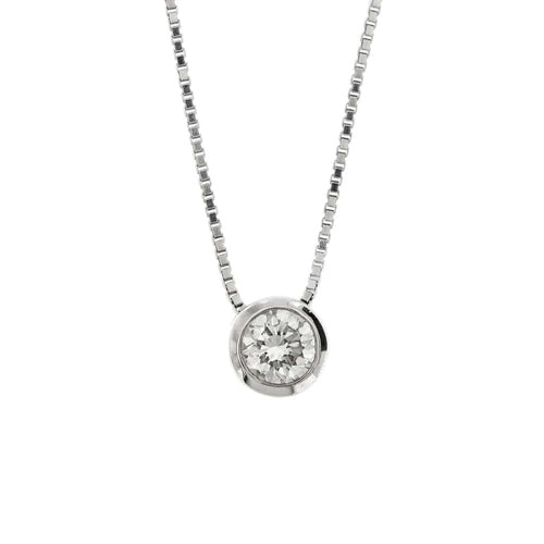 Collier Collier solitaire - Chaîne vénitienne en or blanc 18 ct et diamant 0,50 ct 58 Facettes 22378