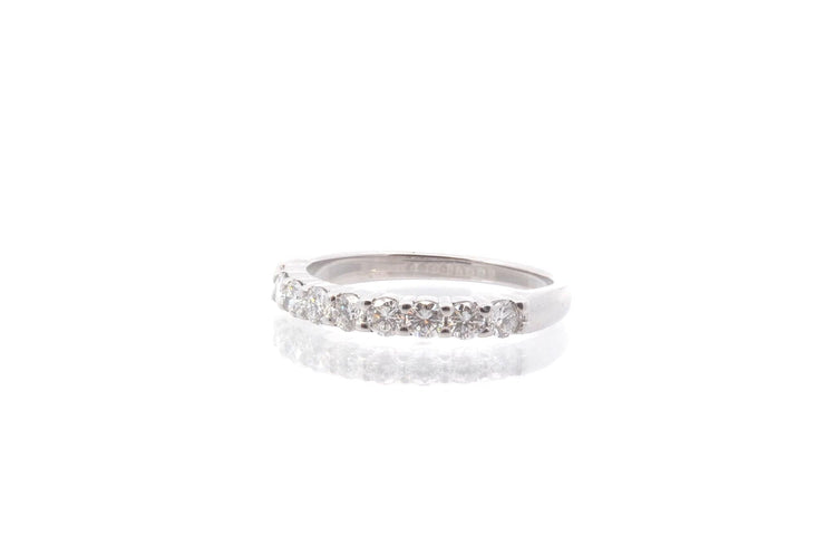 Bague 56 Demi-alliance - Bague en or blanc 18k et diamants 0,65 ct 58 Facettes 25730 22384a