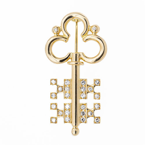 Broche Broche clé en or jaune 18 carats et diamants 58 Facettes 2238634CN