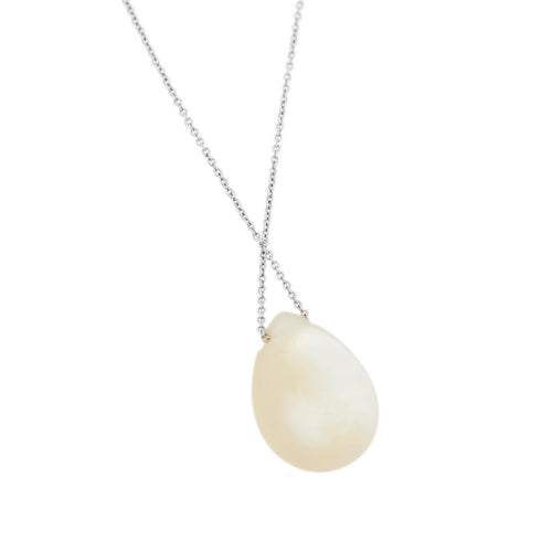 Collier Vieri - Collier avec pendentif en nacre et diamant en or blanc 18 carats 58 Facettes 22414