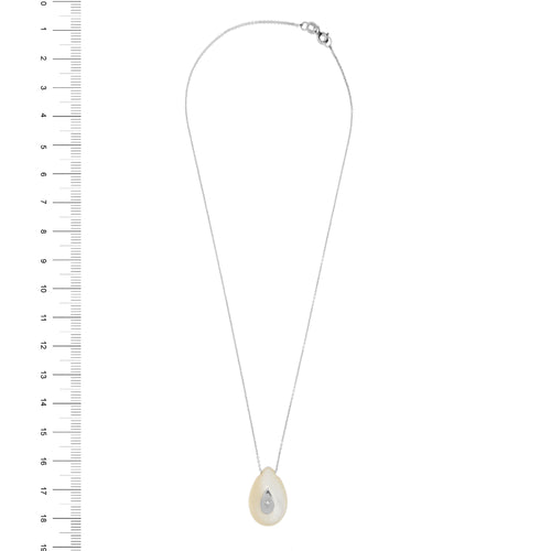 Collier Vieri - Collier avec pendentif en nacre et diamant en or blanc 18 carats 58 Facettes 22414