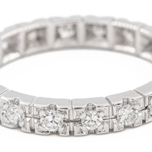 Bague 57 Alliance - Bague tour complet en or blanc 18 carats et diamants 58 Facettes 2242414CN