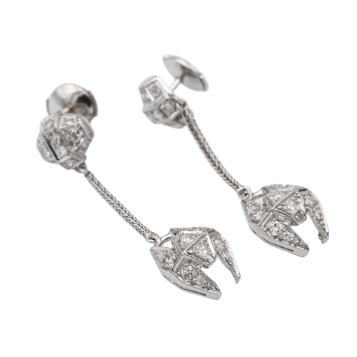 Boucles d'oreilles Boucles d'oreilles en or blanc 18 carats serties de diamants 58 Facettes 2259247CN