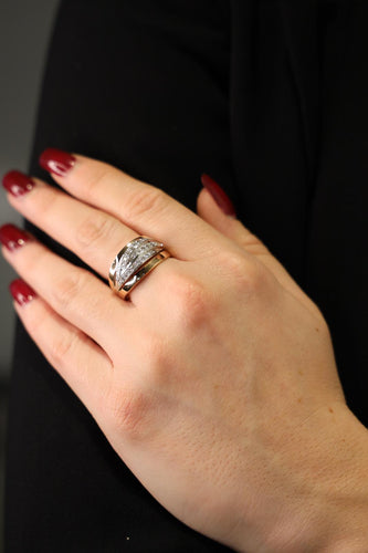 Bague 58 Bague en or rose et or blanc 18 carats pavée de diamants 58 Facettes 2264470CN