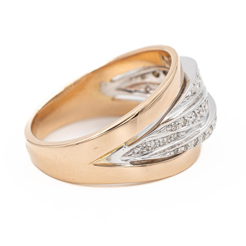 Bague 58 Bague en or rose et or blanc 18 carats pavée de diamants 58 Facettes 2264470CN