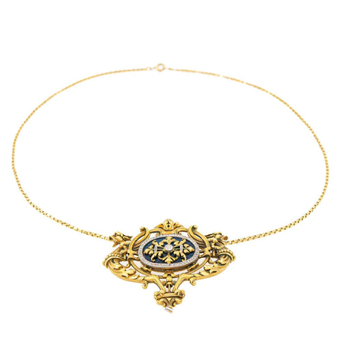 Collier Collier Napoléon III en or jaune et blanc 18 carats avec diamants 58 Facettes 2271573CN