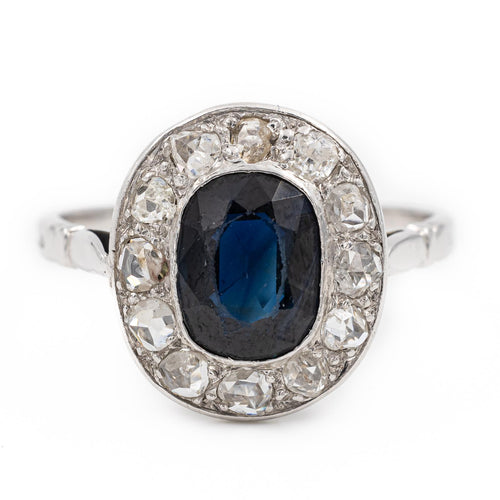 Bague 56 Bague Pompadour en or blanc 18 carats, saphir et diamants 58 Facettes 2282564CN