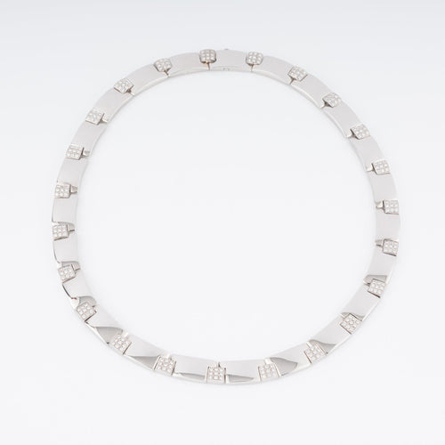 Collier Chaumet - Collier articulé en or gris 18k et diamants 58 Facettes 1