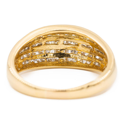 Bague 58 Bague bombée en or jaune 18 carats pavée de diamants 58 Facettes 2301450CN