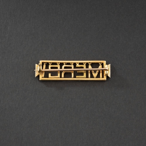 Broche Broche « Merci » émaillée en or jaune 18k et platine, diamants 58 Facettes