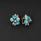 Boucles d'oreilles Boucles d’oreilles clips motif fleurs en or 18k, platine et diamants, turquoises, saphirs 58 Facettes
