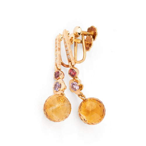 Boucles d'oreilles Chanel - Boucles d'oreilles Mademoiselle en or jaune 18k et citrine, rubellite, améthyste, diamant 58 Facettes