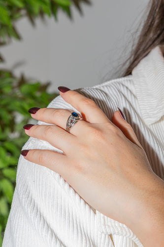 Bague 53 Bague en or blanc 18 carats avec saphir et diamants 58 Facettes 2308979CN