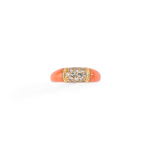 Bague 48 Van Cleef & Arpels - Bague Philippine en or jaune, corail et diamants 58 Facettes 1
