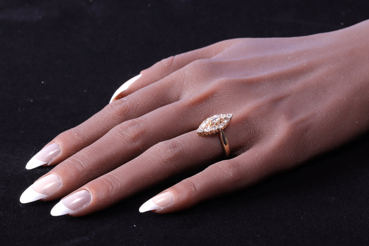 Bague 59 Bague marquise ancienne en or rose 18K et diamants 58 Facettes 23271-0585