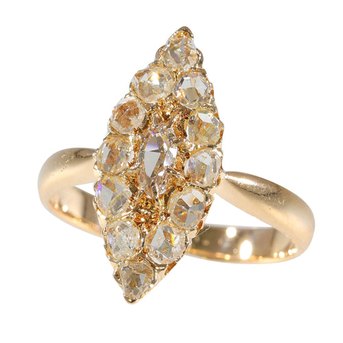 Bague 59 Bague marquise ancienne en or rose 18K et diamants 58 Facettes 23271-0585