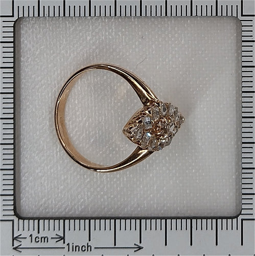 Bague 59 Bague marquise ancienne en or rose 18K et diamants 58 Facettes 23271-0585