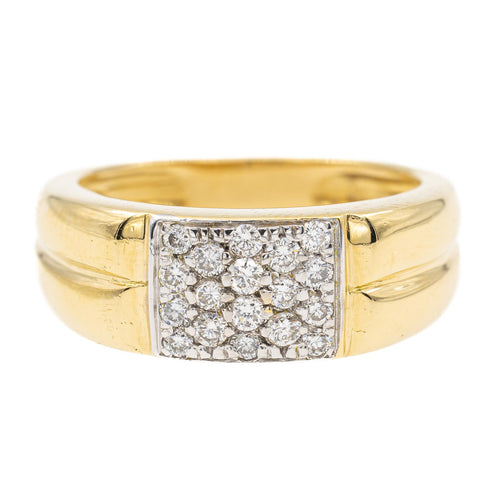 Bague 54 Bague vintage en or jaune et blanc 18 carats sertie de diamants 58 Facettes 2329030CN