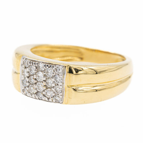 Bague 54 Bague vintage en or jaune et blanc 18 carats sertie de diamants 58 Facettes 2329030CN