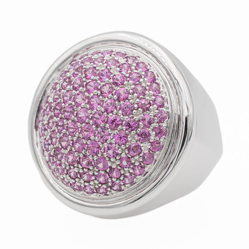 Bague 54 Bague en or blanc 18 carats pavée de saphirs roses 58 Facettes 2383037CN