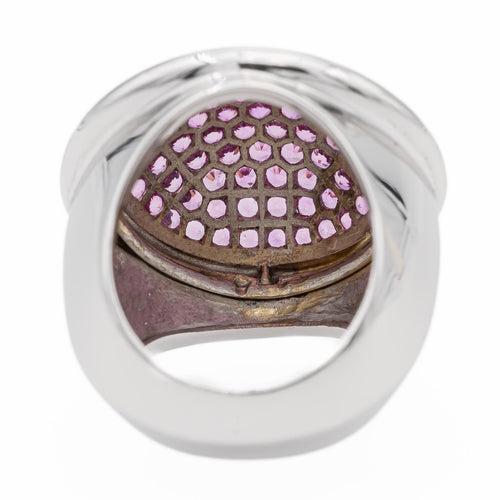 Bague 54 Bague en or blanc 18 carats pavée de saphirs roses 58 Facettes 2383037CN