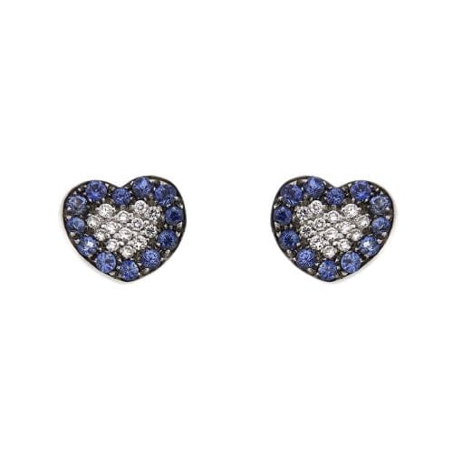 Boucles d'oreilles Pasquale Bruni - Boucles d’oreilles cœur en or blanc avec diamants et saphirs 58 Facettes 23895