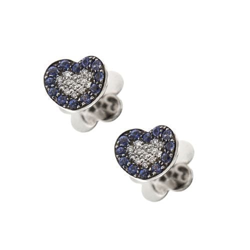 Boucles d'oreilles Pasquale Bruni - Boucles d’oreilles cœur en or blanc avec diamants et saphirs 58 Facettes 23895