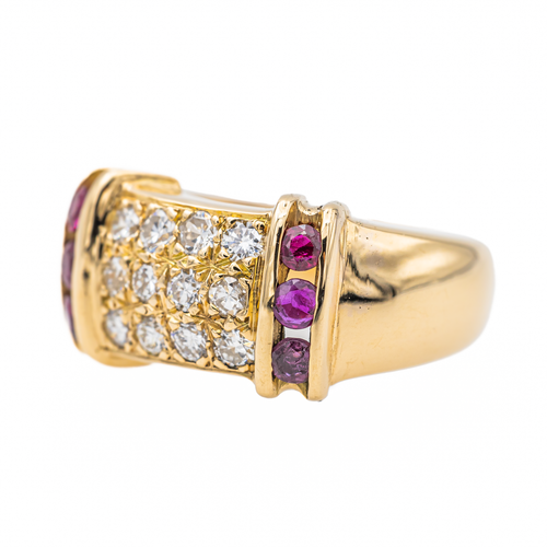 Bague 57 Bague cocktail en or jaune 18 carats avec diamants et rubis 58 Facettes 2399273CN