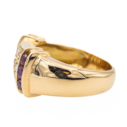 Bague 57 Bague cocktail en or jaune 18 carats avec diamants et rubis 58 Facettes 2399273CN