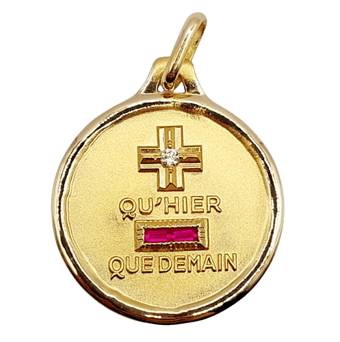 Pendentif AUGIS - Pendentif médaille d'amour or "+ qu'hier - que demain" maison - L'Intemporelle 58 Facettes J5010X0000