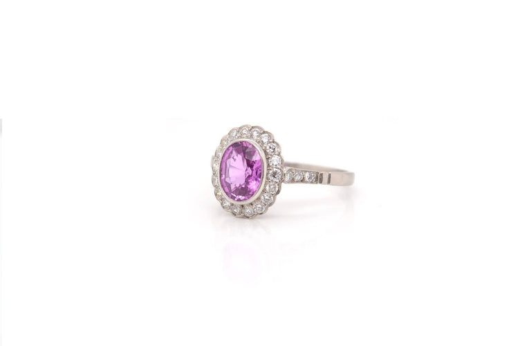 Bague 55 Bague en platine saphir rose et diamants 58 Facettes 24085