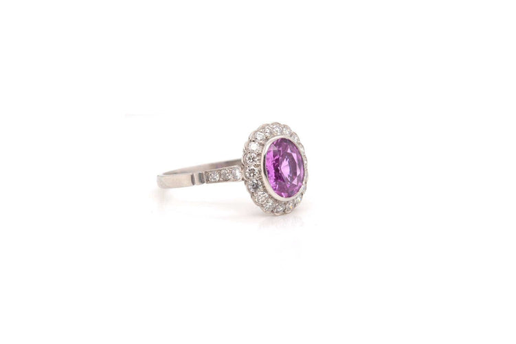 Bague 55 Bague en platine saphir rose et diamants 58 Facettes 24085