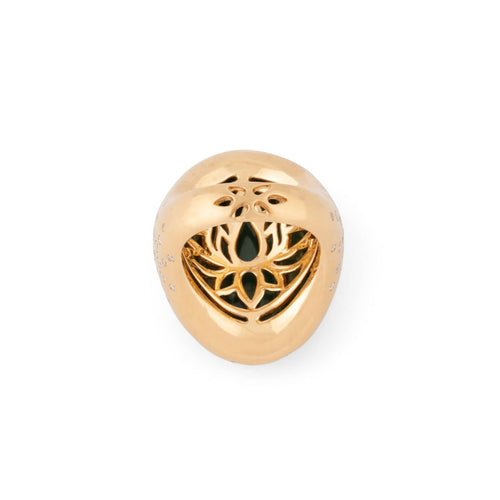 Bague 54 Bague cabochon malachite entouré de diamants en or jaune 18k 58 Facettes 1