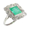 Bague 52 Art déco - Bague géométrique en platine, émeraude et diamants 58 Facettes 24110-0131