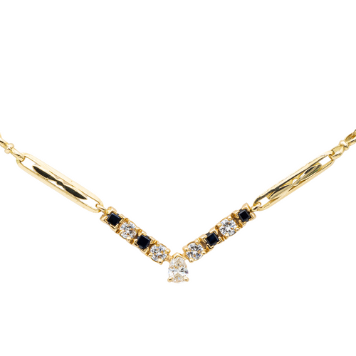 Collier Collier en or jaune 18 carats avec diamants et saphirs 58 Facettes 2414557CN