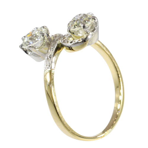 Bague 59 Belle Époque - Bague Toi et Moi en or jaune 18K, platine et diamants 58 Facettes 24263-0300