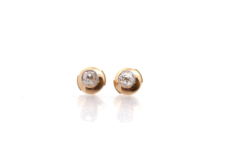 Boucles d'oreilles Puces d’oreilles en or jaune 18k et diamants 0,30 ct 58 Facettes 24269G