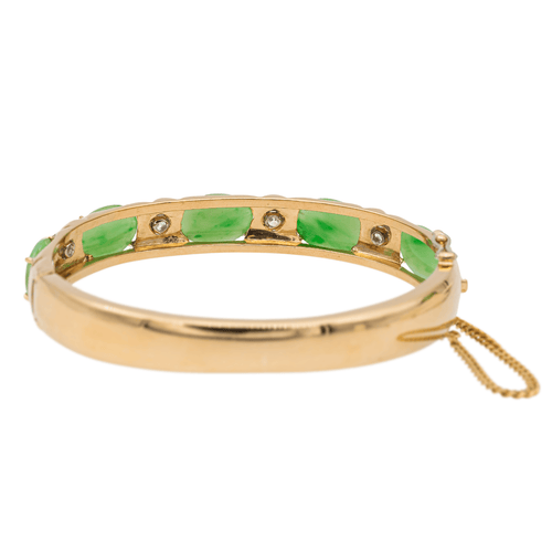 Bracelet Bracelet jonc en or jaune 18 carats avec jade jadéite et diamants 58 Facettes 2432026CN