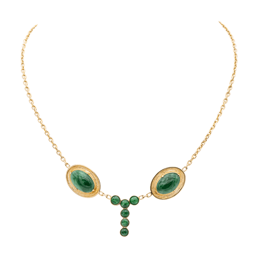 Collier Collier motifs géométriques en or jaune 18 carats et jade jadéite 58 Facettes 2432042CN