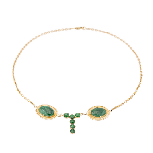 Collier Collier motifs géométriques en or jaune 18 carats et jade jadéite 58 Facettes 2432042CN