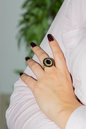 Bague 52 Bague en or jaune 18 carats avec saphirs et diamants 58 Facettes 2441315CN