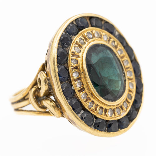 Bague 52 Bague en or jaune 18 carats avec saphirs et diamants 58 Facettes 2441315CN