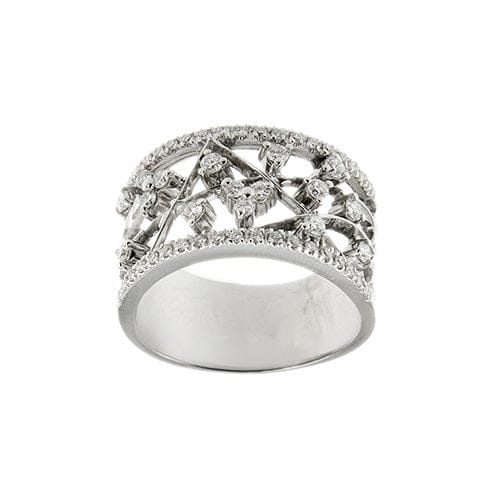 Bague Bague bandeau ajourée en or blanc 18 ct et diamants 58 Facettes 24534