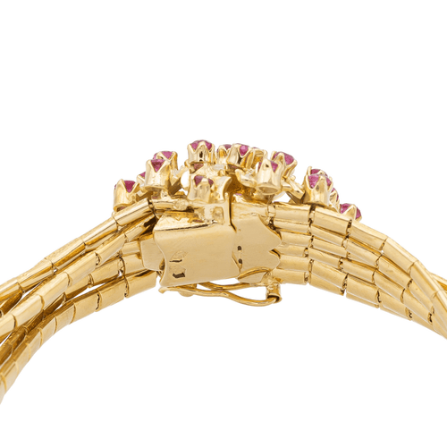 Bracelet Bracelet fleur en or jaune 18 carats et rubis 58 Facettes 2461100CN