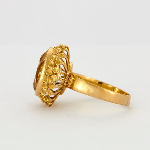 Bague 56 Bague Citrine Facettée Or Jaune 58 Facettes DV0375-1
