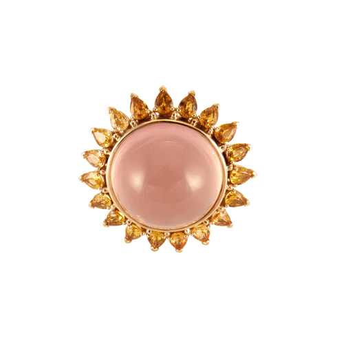 Bague 56 Bague Cocktail Quartz rose Saphirs de couleur 58 Facettes DV0187-1